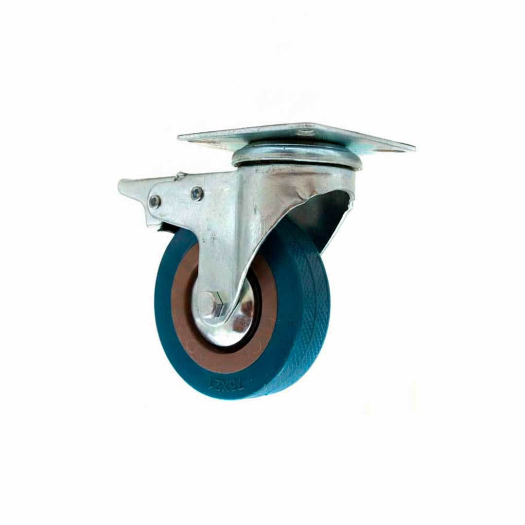 RUEDA GIRATORIA CON FRENO 3″ GOMA-METAL LH-2476