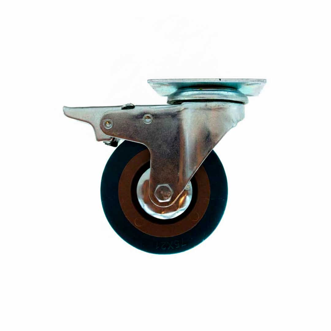 RUEDA GIRATORIA CON FRENO 3″ GOMA-METAL LH-2476