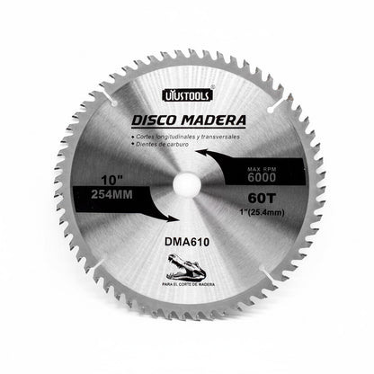 DISCO CORTE MADERA 10″ 60D UYUSTOOLS DMA610