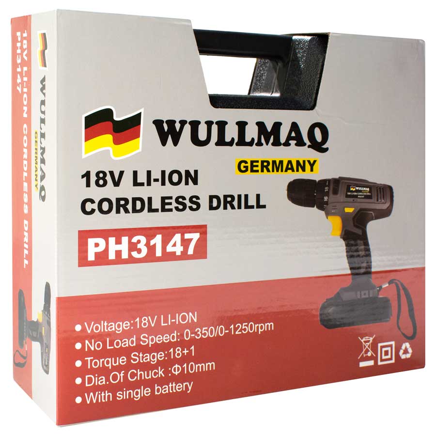 TALADRO A BATERIA 18V CON MALETIN WULLMAQ PH3147