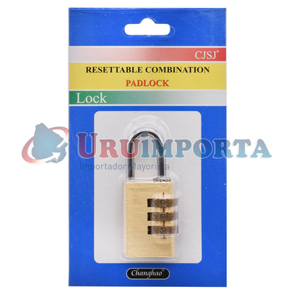 CANDADO CON COMBINACION 30MM DE BRONCE  LH-1869
