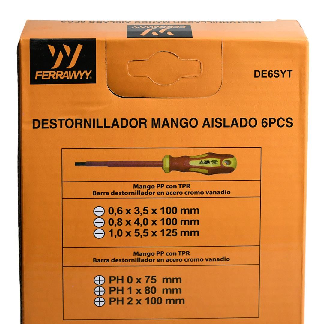 DESTORNILLADOR 6PZ P/ELECTRICISTA FERRAWYY DE6SYT
