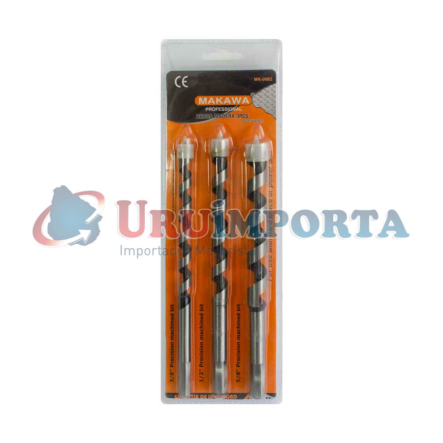 MECHAS 3 PZ PARA MADERA 3/8-1/2-5/8 MAKAWA MK-0662