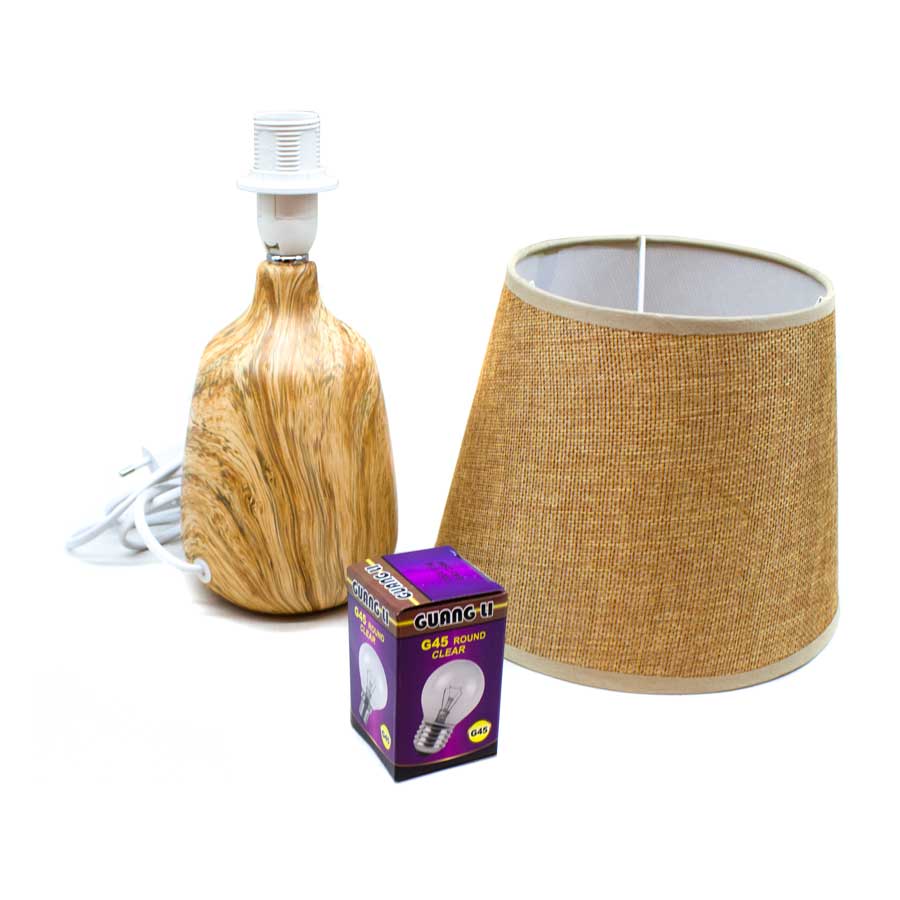 LAMPARA COLOR MADERA DE MESA DECORADA LH-4383