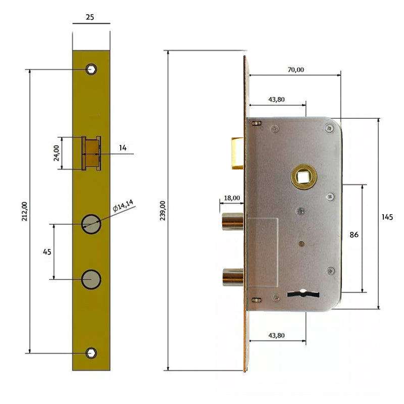 CERRADURA TIPO 810-S PARA PUERTA TOYOKI LH-3049