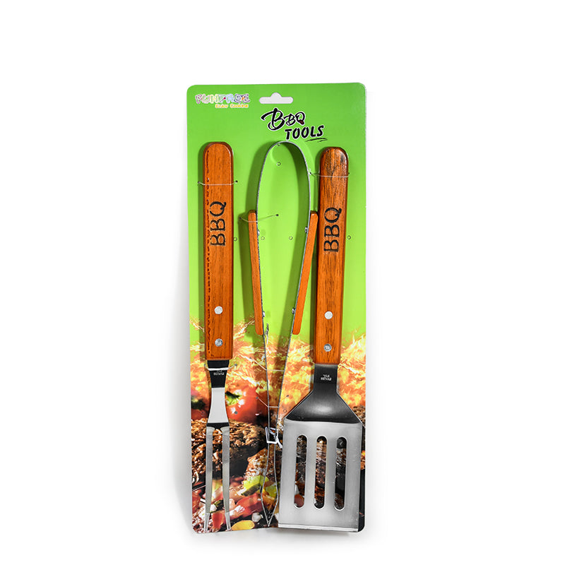 SET ASADOR  PARRILLA 3PZ BBQ TOOLS LH-3614