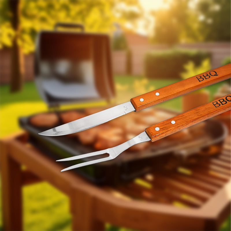 SET ASADOR 2 PZ TENEDOR CUCHILLO 39CM LH-3612