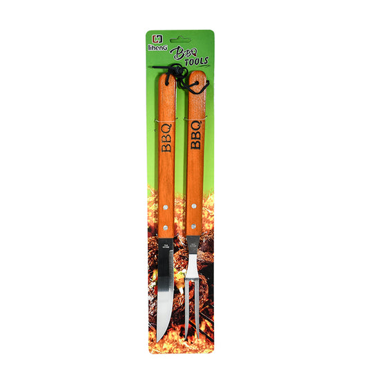 SET ASADOR 2 PZ TENEDOR CUCHILLO 39CM LH-3612