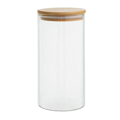 FRASCO HERMETICO 1300ML 10X20CM TAPA MADERA LH3106