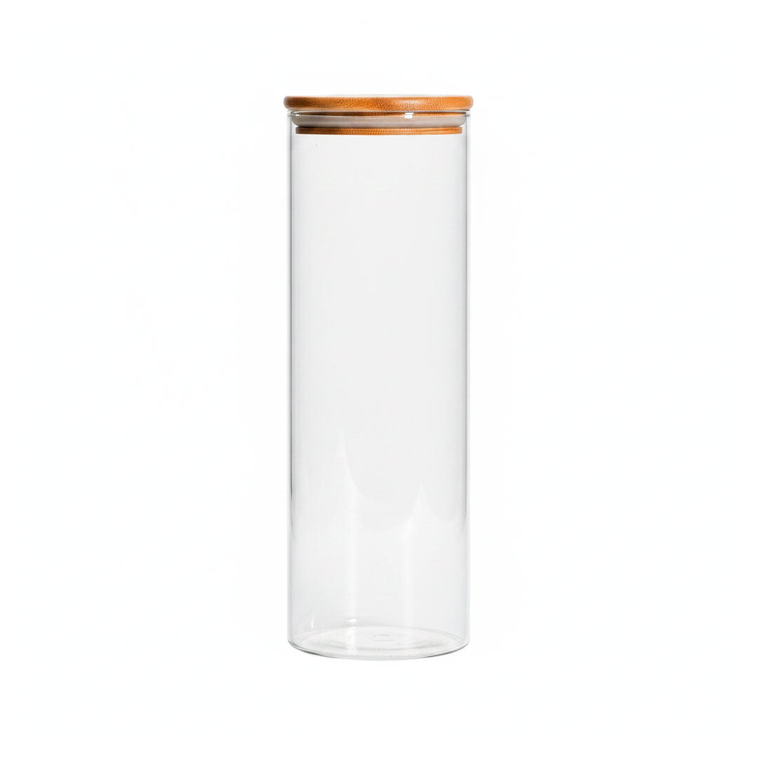 FRASCO HERMETICO 1800ML 10X26CM TAPA MADERA LH3107