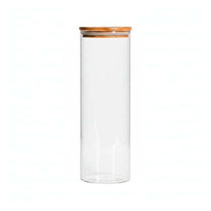 FRASCO HERMETICO 1800ML 10X26CM TAPA MADERA LH3107