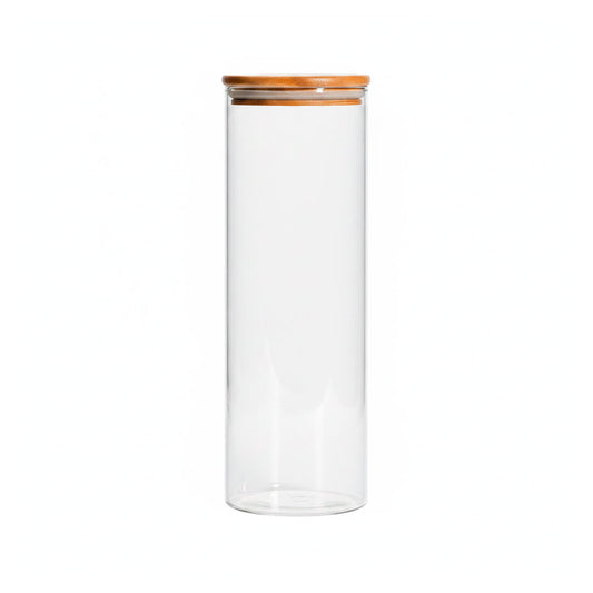 FRASCO HERMETICO 1800ML 10X26CM TAPA MADERA LH3107