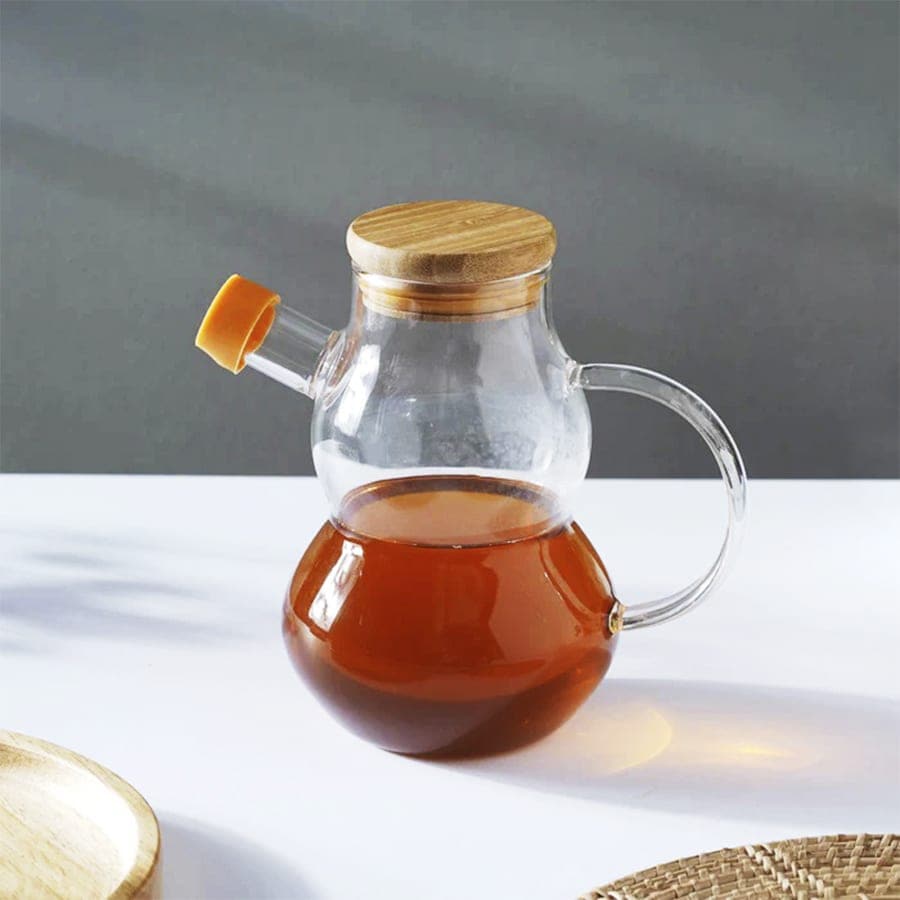 RECIPIENTE DE VIDRIO 400ML TAPA DE MADERA LH-3096