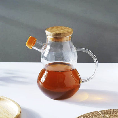 RECIPIENTE DE VIDRIO 400ML TAPA DE MADERA LH-3096