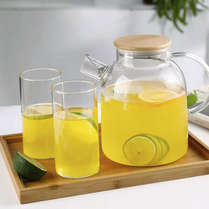 TETERA DE VIDRIO 1800ML CON TAPA MADERA LH-3077