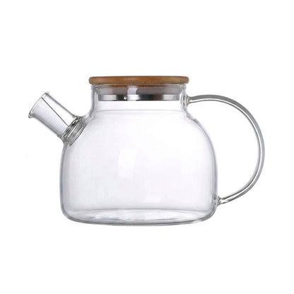 TETERA DE VIDRIO 1000ML CON TAPA MADERA LH-3078