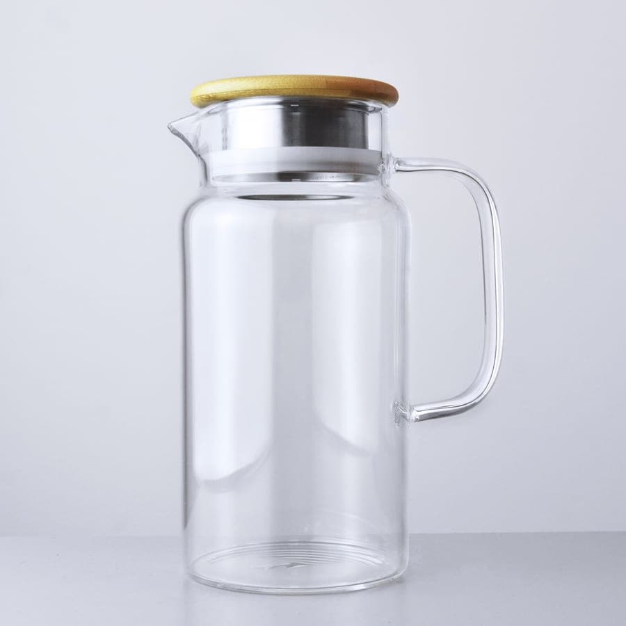 JARRA DE VIDRIO 1300ML CON TAPA DE MADERA LH-3080