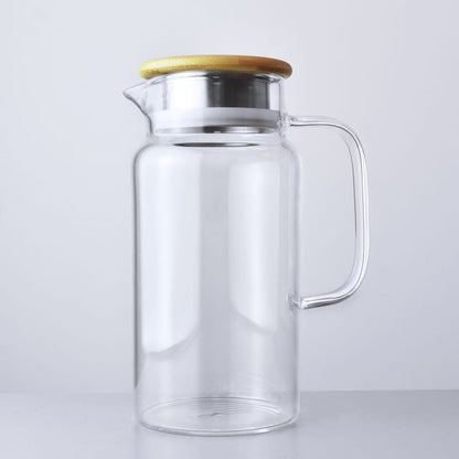JARRA DE VIDRIO 1300ML CON TAPA DE MADERA LH-3080