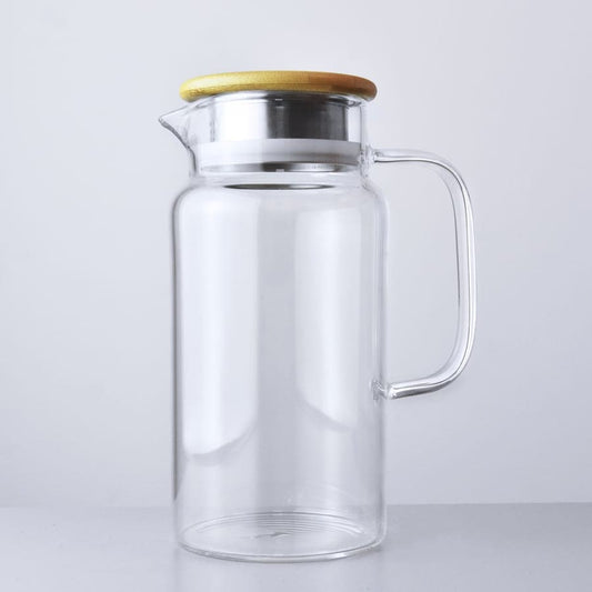 JARRA DE VIDRIO 1300ML CON TAPA DE MADERA LH-3080