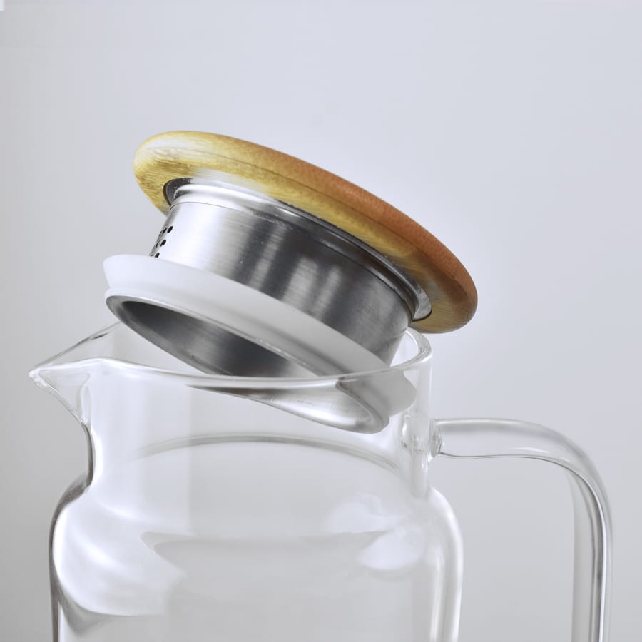 JARRA DE VIDRIO 1300ML CON TAPA DE MADERA LH-3080