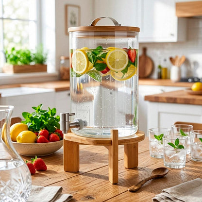 DISPENSADOR 8L DE LIQUIDOS VIDRIO /MADERA LH-3089