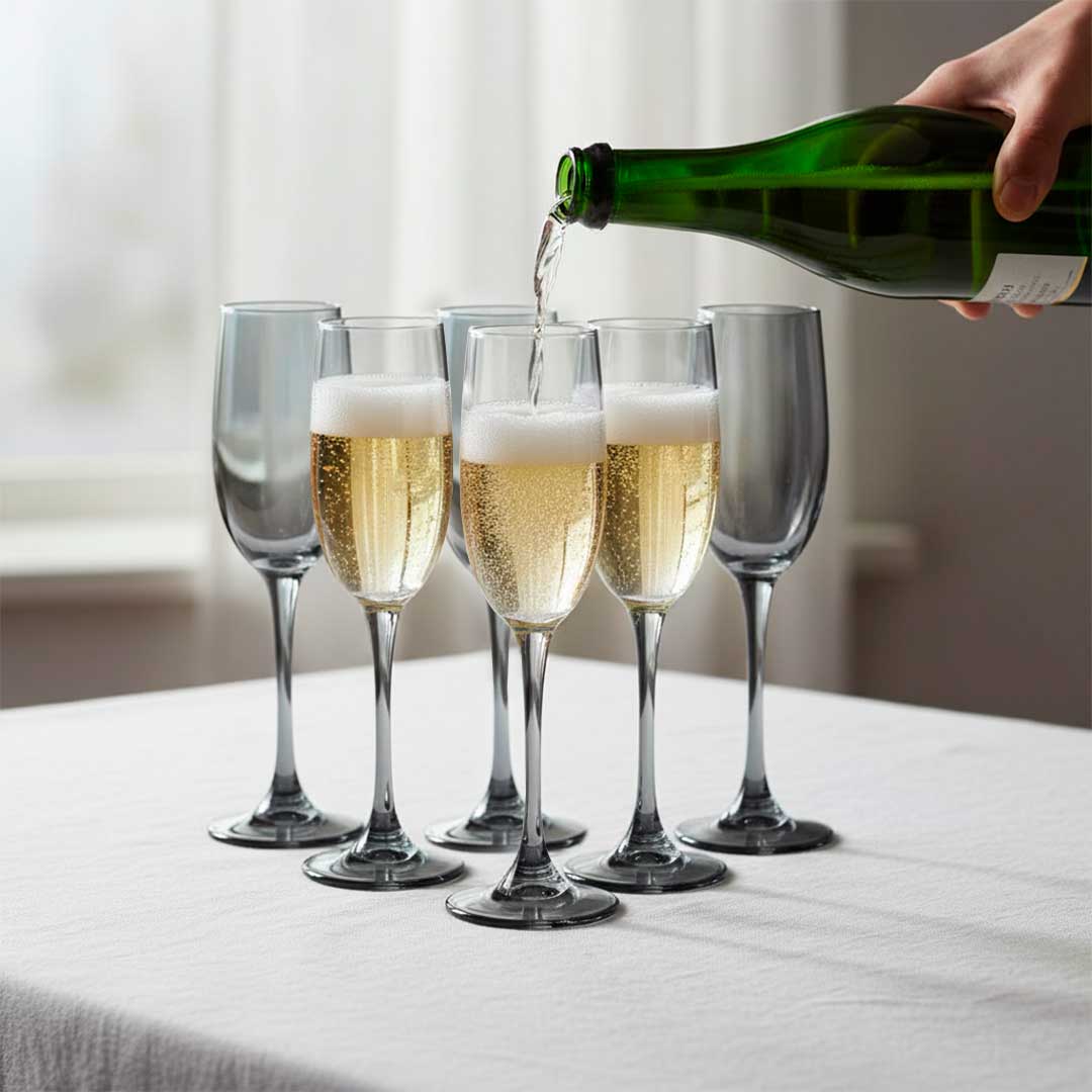 SET COPA 6PZ DE CHAMPAGNE ACERO 170ML  JX-G1808YH