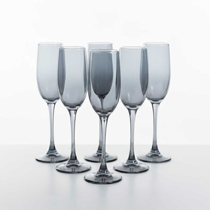 SET COPA 6PZ DE CHAMPAGNE ACERO 170ML  JX-G1808YH