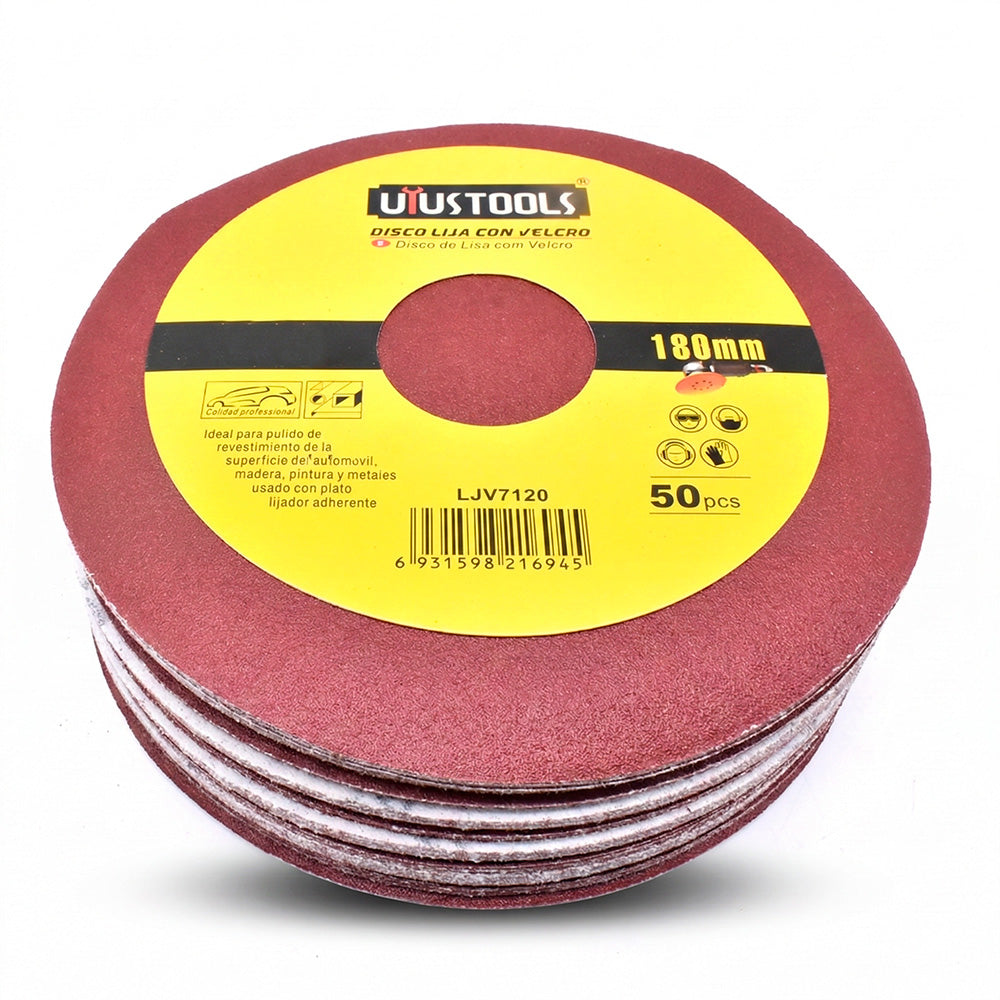 DISCO DE LIJA C/VELCRO 50UN 180MM P60 LH-4147