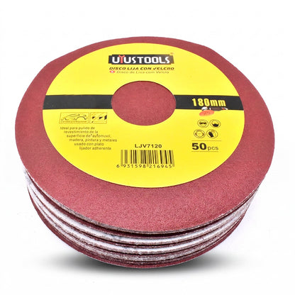 DISCO DE LIJA C/VELCRO 50UN 180MM P60 LH-4147