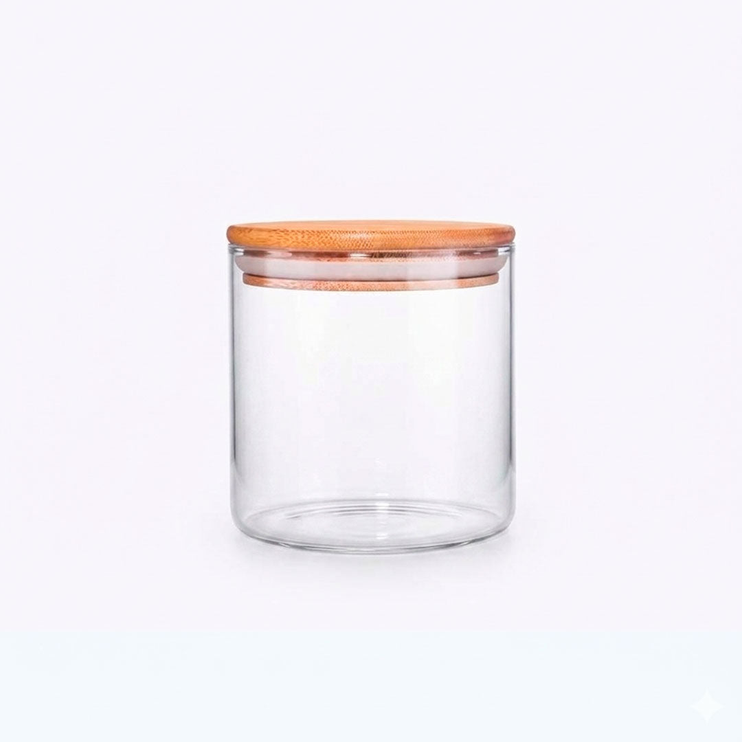 FRASCO HERMETICO 550ML 10X10CM TAPA MADERA LH3133