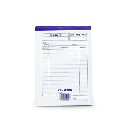 LIBRETA AUTOCOPIANTE TIPO CAMARERO 03-147105