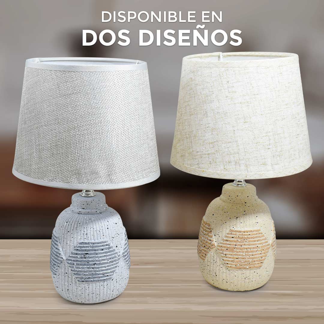 LAMPARA BEIGE O GRIS DE MESA LH-3921