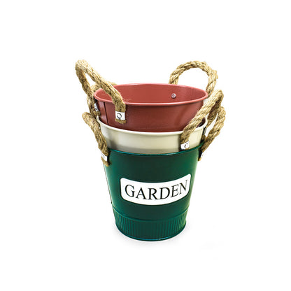 MACETERO METALICO TIPO BALDE DIAMETRO 13CM GMRBK37