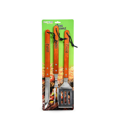 SET PARRILLA 3PZ ESPATULA TENEDOR CUCHILLO LH-3615
