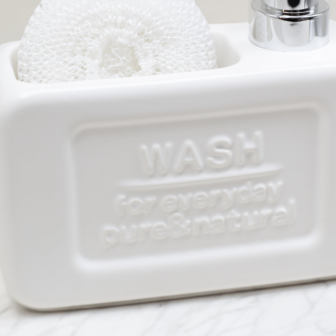 DISPENSADOR JABON C/ESPONJA BLANCO NEGRO LH-3835