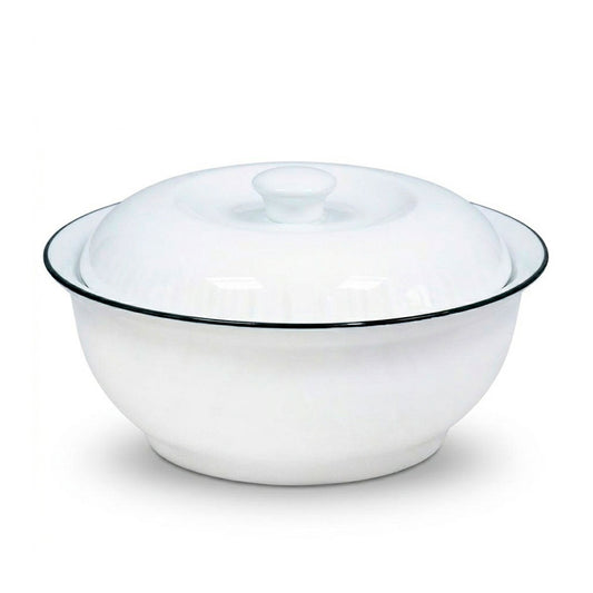 BOWL CERAMICO BLANCO BORDE NEGRO 24CM LH-3831