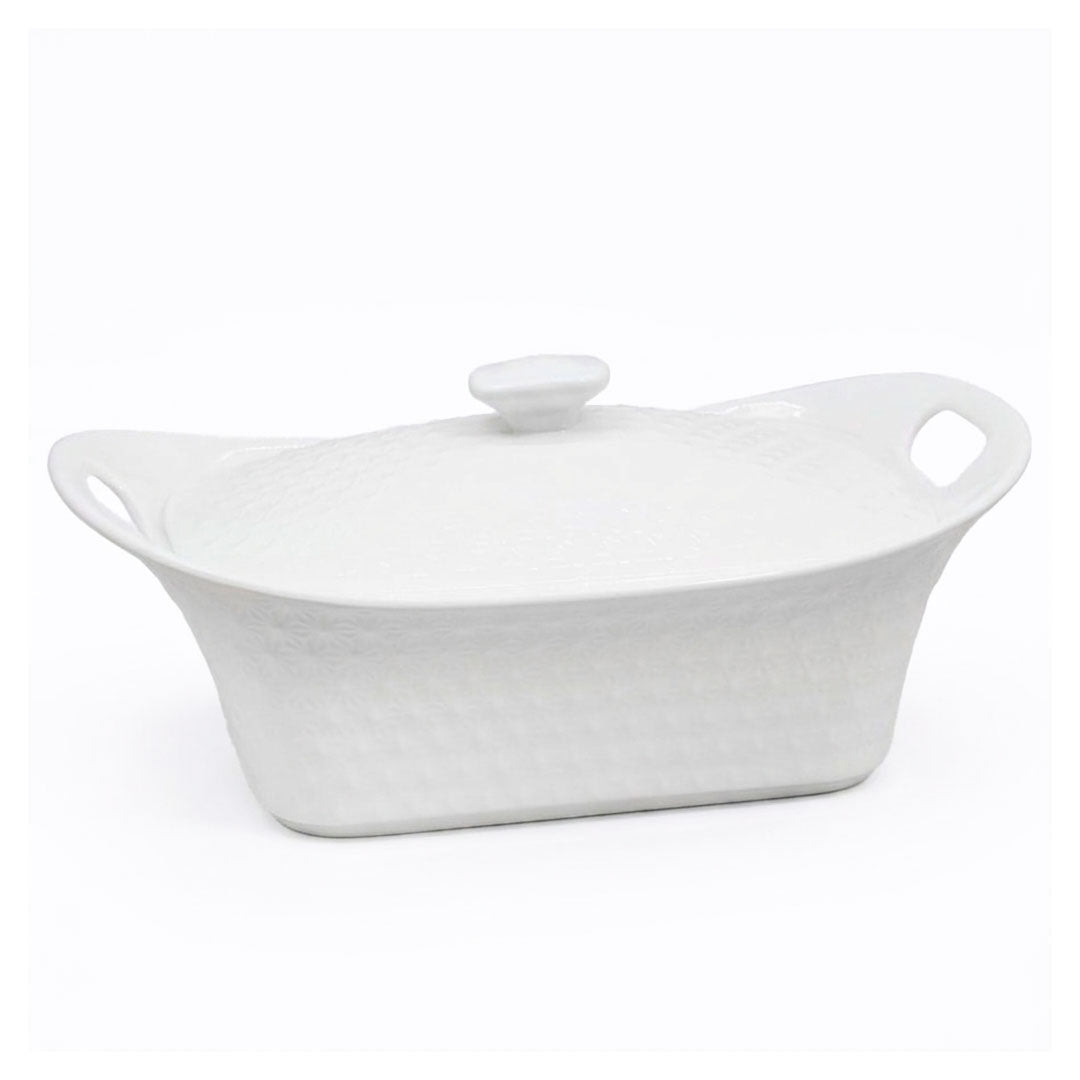 BOWL CERAMICO 30CM RECTANGULAR CON TAPA LH-3833