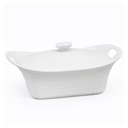 BOWL CERAMICO 30CM RECTANGULAR CON TAPA LH-3833