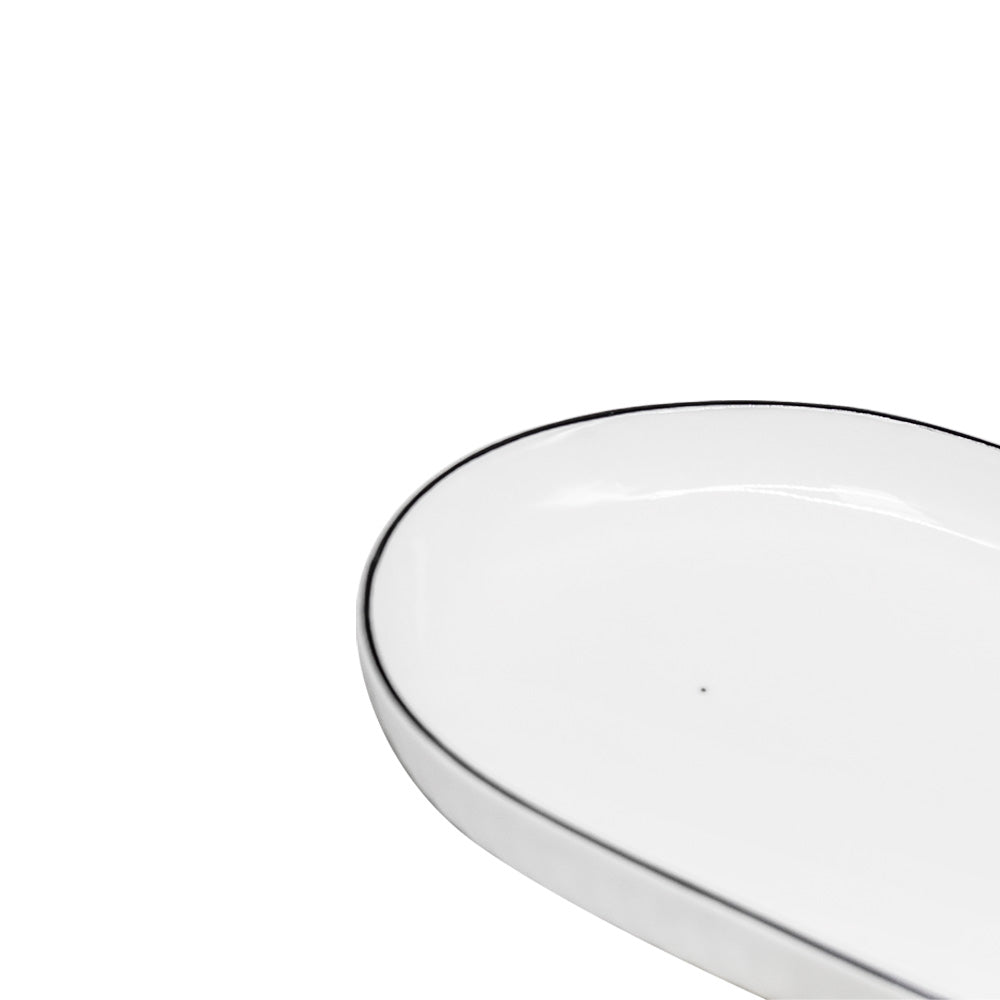 FUENTE CERAMICA 30X16CM OVALADA BLANCA LH-3821