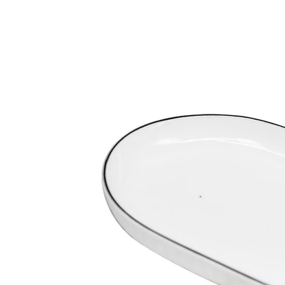 FUENTE CERAMICA 30X16CM OVALADA BLANCA LH-3821