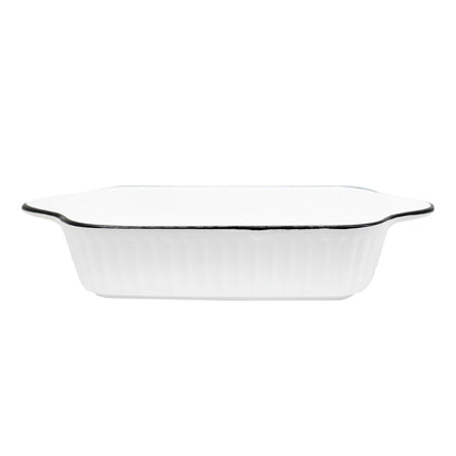 FUENTE 20CM OVALADA CERAMICA BORDE NEGRO LH-3822