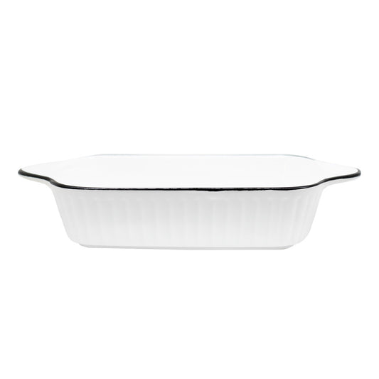 FUENTE 20CM OVALADA CERAMICA BORDE NEGRO LH-3822