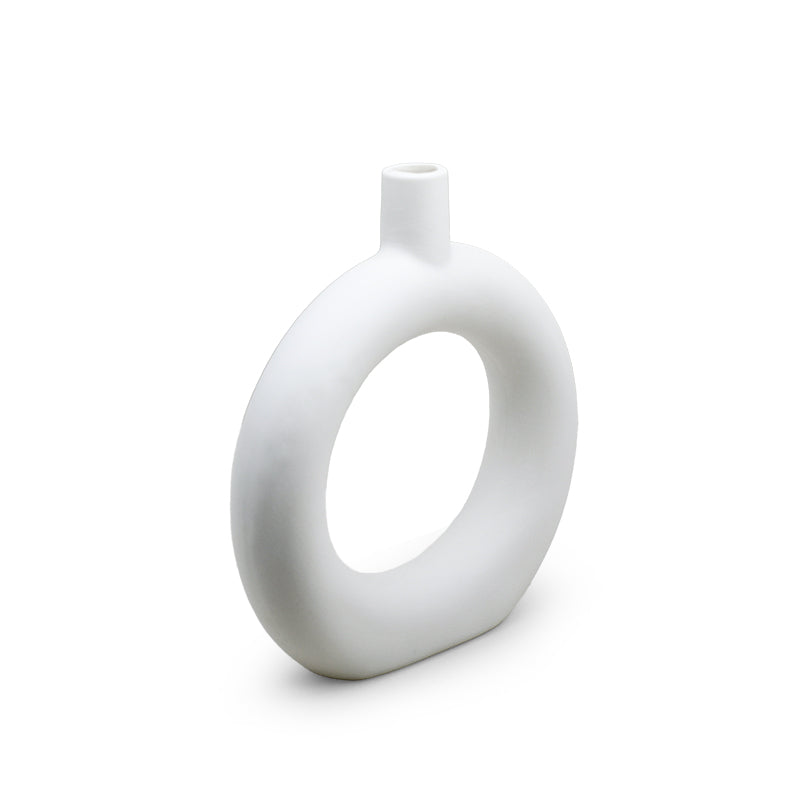 FLORERO CIRCULAR DECO 24CM COLOR BLANCO LH-3728