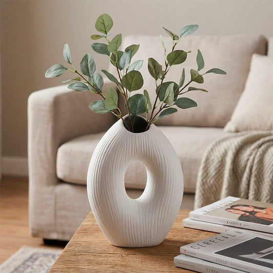 FLORERO OVALADO  DECO 19CM COLOR BLANCO LH-3725