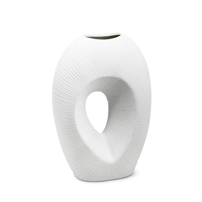 FLORERO OVALADO  DECO 23CM COLOR BLANCO LH-3726