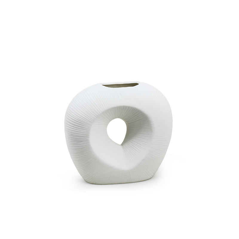 FLORERO OVALADO  DECO 18CM COLOR BLANCO LH-3727