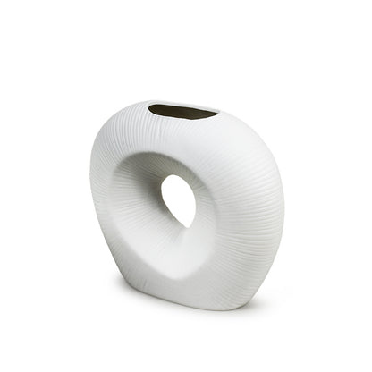 FLORERO OVALADO  DECO 18CM COLOR BLANCO LH-3727