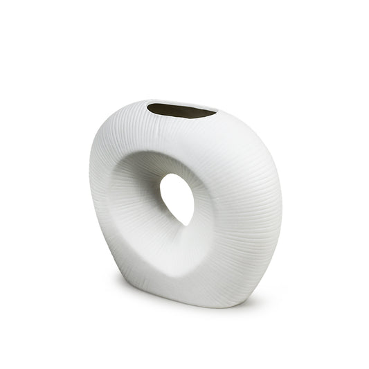 FLORERO OVALADO  DECO 18CM COLOR BLANCO LH-3727