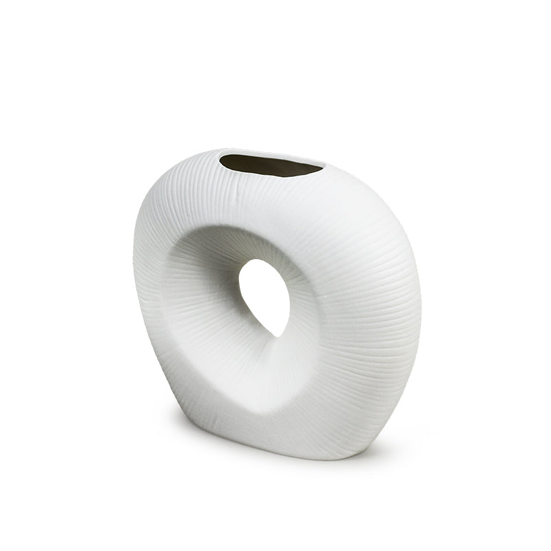 FLORERO OVALADO  DECO 18CM COLOR BLANCO LH-3727