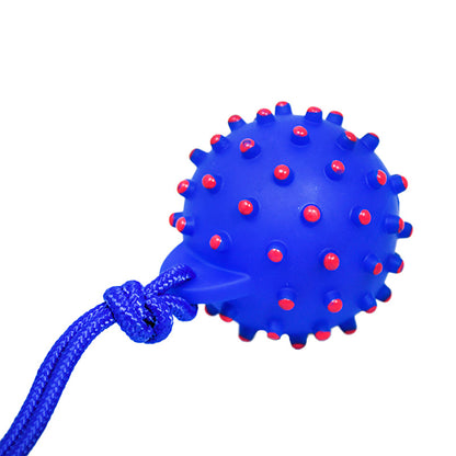 PELOTA GOMA CON SONIDO Y CUERDA P/MASCOTA LH-3337